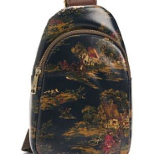 Patricia Nash Marisol Sling Bag Kent Countryside Navy Leather NWT